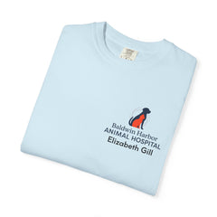 Elizabeth Gill  Front Logo Back Graphic Baldwin Harbor Animal Hospital "Who Let the Dogs Out?" Tee