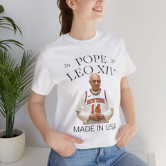 Pope Leo XIV New York Knicks Fan Short Sleeve Tee - Made in USA