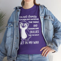 Clumsy Funny Penguin Graphic Tee | Unisex Heavy Cotton Tee | Great Gift for Animal Lovers, Birthdays, Casual Wear, Humorous Gifts, Everyday Style