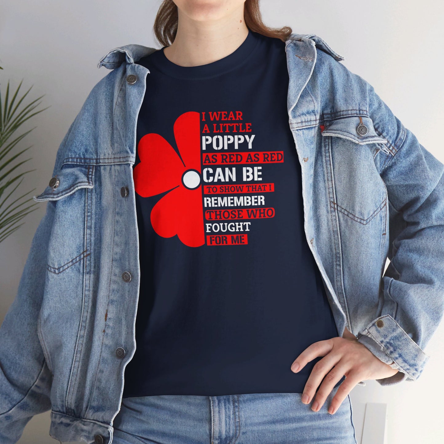 Memorial Day Poppy Tee, For Those Who Fought For Me, Unisex Cotton Tee