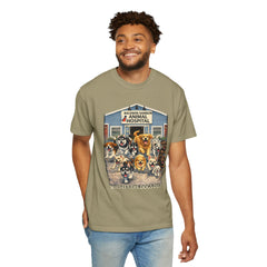 Front Graphic "Who Let the Dogs Out?" Baldwin Harbor Animal Hospital Cute Vet Clinic T Shirt