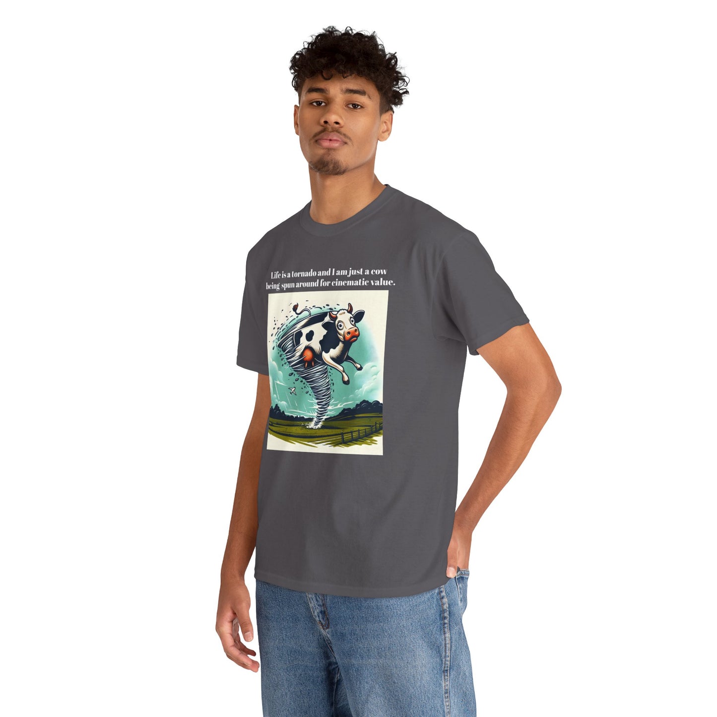 Funny Cow Caught In Tornado Unisex Tee