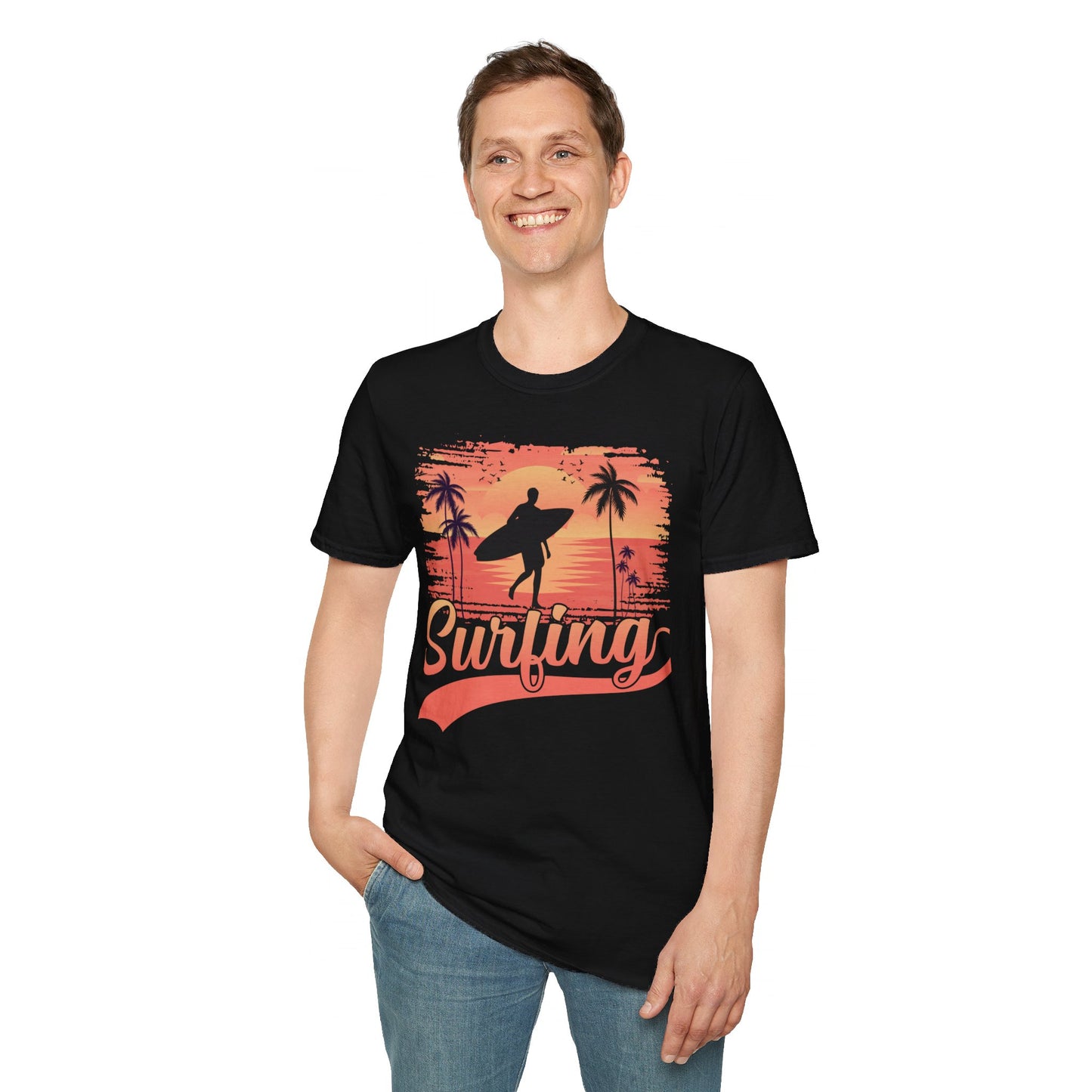 Surfing Unisex Softstyle Graphic T-Shirt