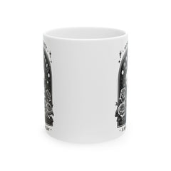 Celestial Skull and Rose Rose Ceramic Mug - Perfect for Coffee Lovers & Gift Giving