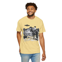 UFO Meets Cowboy Unisex Garment Shirt -Dyed  T Shirt