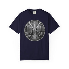 Don;t Stop Believing Subway Reflection T-Shirt — Vintage Black & White Urban Photo Tee