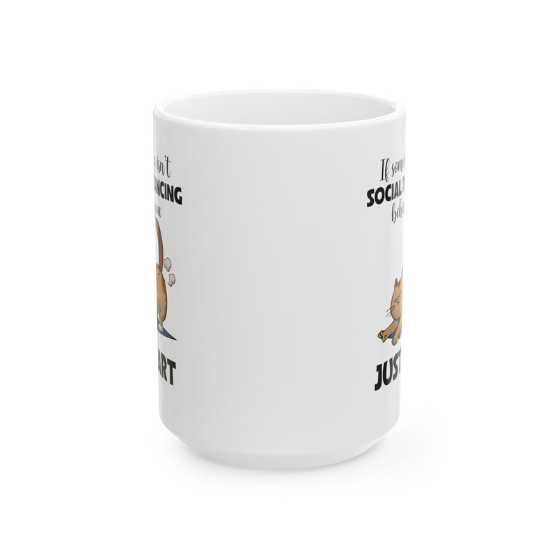 Funny Cat Fart Graphic Mug, Social Distancing Humor mug, white ceramic cat mug, 11oz, 15oz, , cat lover mug, gift for her, Cat Mom Birthday