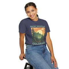 Rocky Mountains Colorado Graphic, Comfort Colors Soft Relaxed Fit Unisex Garment-Dyed T-shirt
