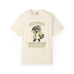 Certified Shenanigans Specialist T-Shirt | Funny Unisex Tee, Casual Wear, Gift for Raccoon Lovers, Cute Animal Shirt, Quirky Apparel