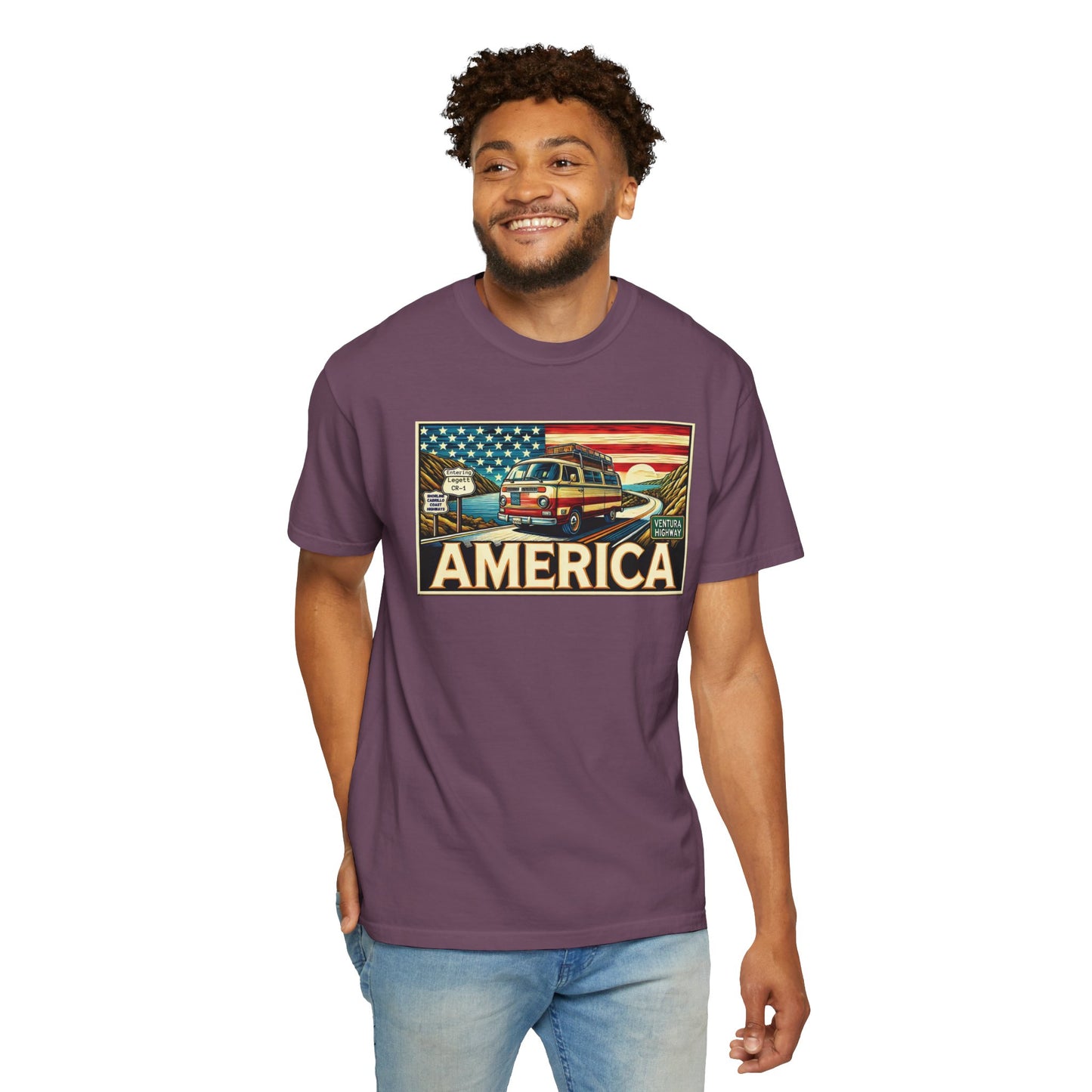 Ventura Highway Driving America Graphic Comfort Colors Unisex Garment Dyed T-shirt