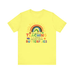 Teaching Inspired Short Sleeve Tee, Teacher Gift, Inspirational Shirt, Rainbow Graphic Tee, Cute Teacher Apparel, Back to School Shirt