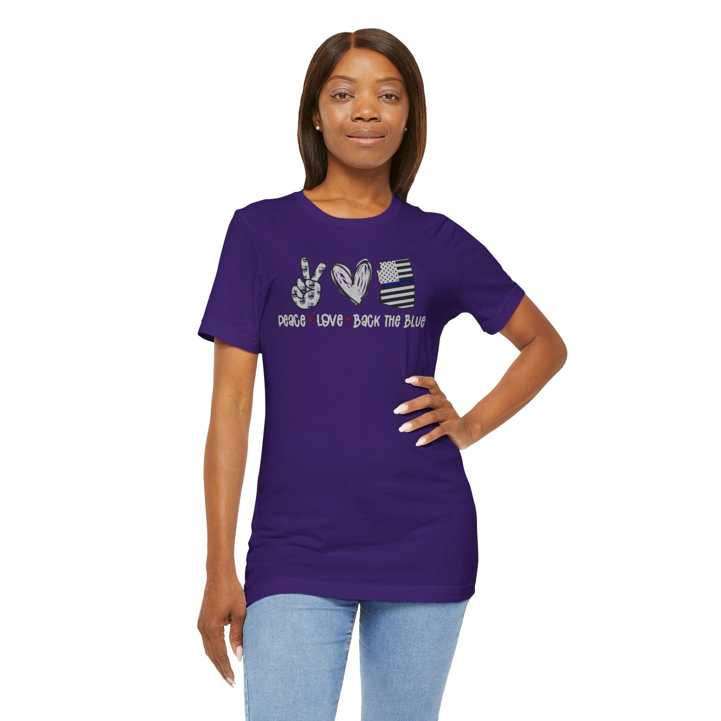 Peace Love Back The Blue in Arizona, Graphic Unisex Short Sleeve Tee