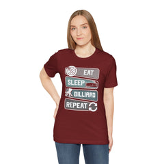 Eat Sleep Billard Repeat - Graphic Unisex Jersey Short Sleeve Tee