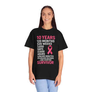 10 Years Survivor T-Shirt, Breast Cancer Awareness, Gift for Her,...