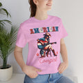 American Cowgirl, Playing Guitar Graphic, Unisex Jersey Short Sleeve Tee