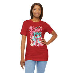 Summer Vibes Tee — Pastel Seashell Bow Beach T-Shirt