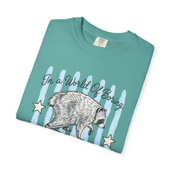 Be A Timothy T-Shirt — Retro Raccoon Graphic Tee ("In a World of Boring")