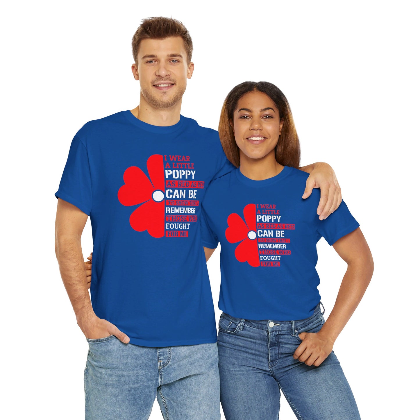 Memorial Day Poppy Tee, For Those Who Fought For Me, Unisex Cotton Tee