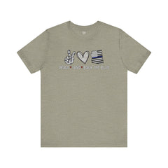 Peace Love Back The Blue in Alaska, Graphic Unisex Short Sleeve Tee