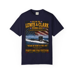 Lewis & Clark SSBN-644 Submarine T-Shirt — 'Ocean in View! O! The Joy.' Vintage Nautical Military Tee