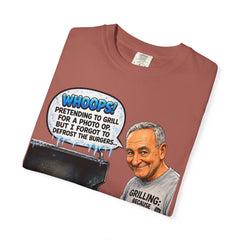 Grill Master Grandpa Funny BBQ T-Shirt — "Whoops! Pretending to Grill for a Photo" Graphic Tee