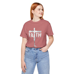 Faith Cross Prosthetic Leg T‑Shirt — Amputee Inspirational Christian Tee