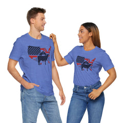 Red White and Blue Farmer Graphic, Unisex Jersey Short Sleeve Tee