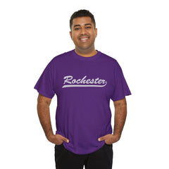 Rochester Unisex Heavy Cotton Tee - Retro Dunder Mifflin Design for Nostalgic Fans