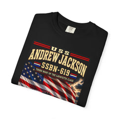 USS Andrew Jackson SSBN-619 Navy Submarine Tee — "One Man With Courage Makes a Majority"