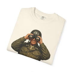 Graphic T-Shirt — Vintage WWII General George Patton Binoculars Design with "Rommel You Magnificent Bastard" Text