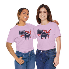 Red White and Blue Farmer Graphic, Unisex Jersey Short Sleeve Tee