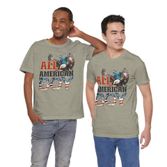All American Boy With Eagle Graphic, Unisex Jersey Short Sleeve Tee