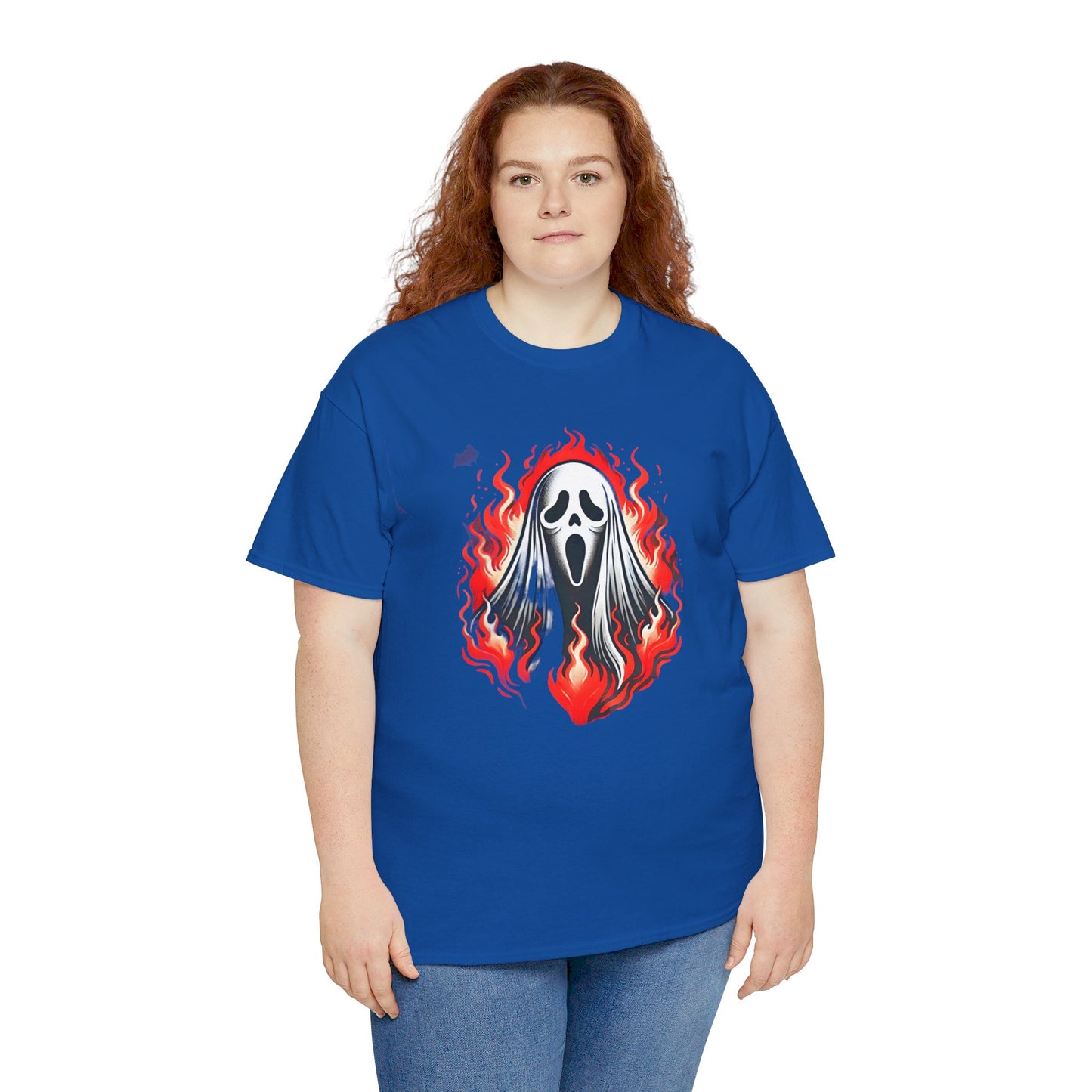 Fiery Fire Ghost - Graphic Unisex Heavy Cotton Tee