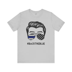 BACK THE BLUE Dad with Glasses, Graphic Unisex Short Sleeve Tee