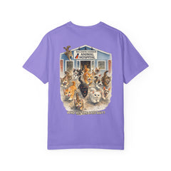 Elizabeth Gill Front Logo Back Graphic Baldwin Harbor Animal Hospital "Who Let the Cats Out?" T Shirt