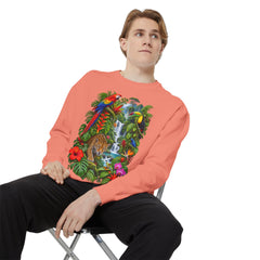 Tropical Jungle Waterfall With Leopard and Parrot Sweatshirt