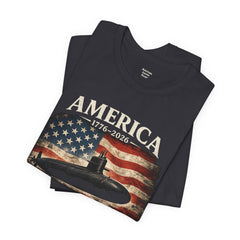 America 250th Submarine 125th Flag T-Shirt — Vintage USA Military Tee