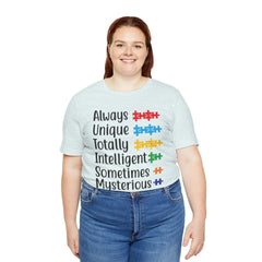 Autism - Always Unique Totally Intelligent Sometimes Mysterious Unisex Softstyle T-Shirt