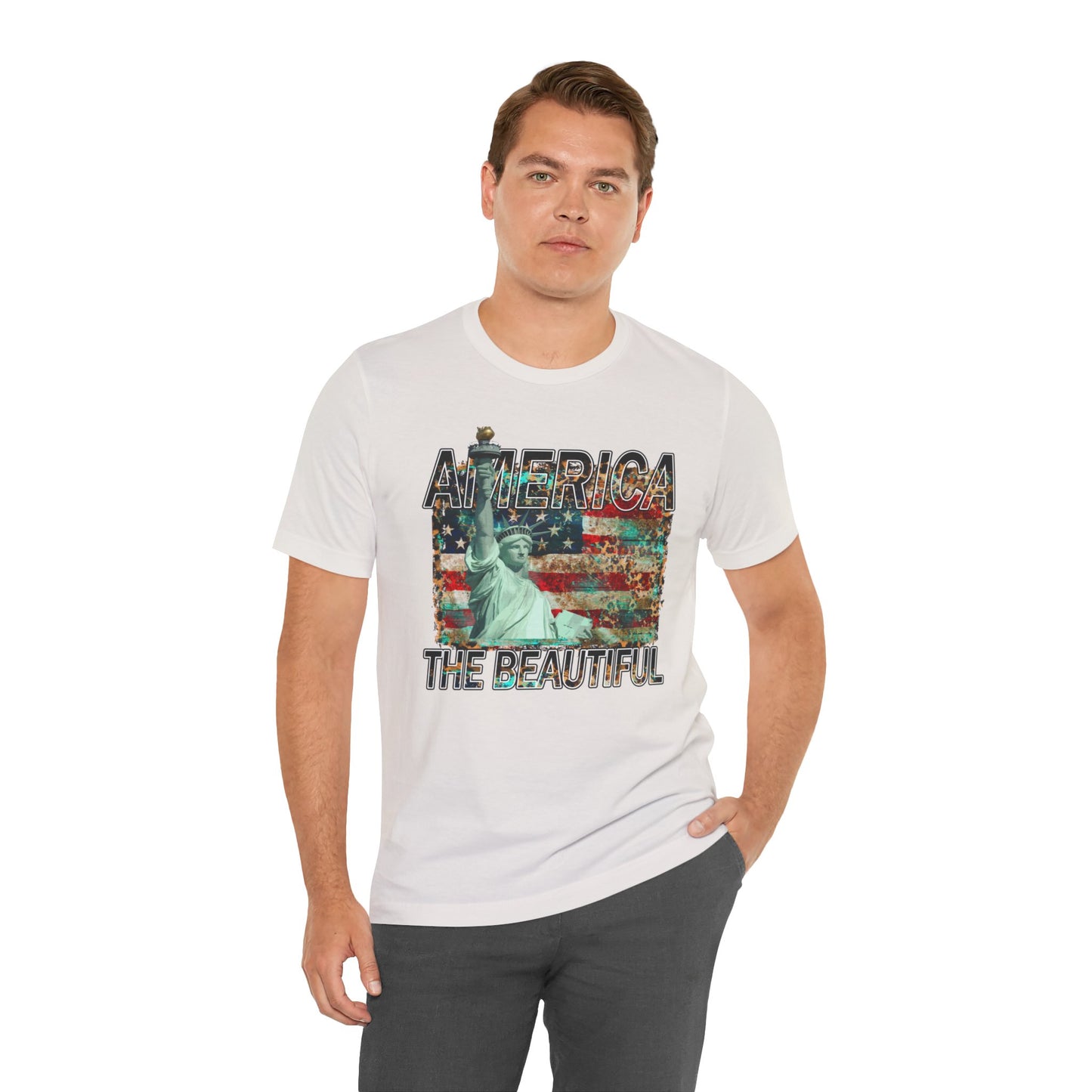 Statue Of Liberty, America The Beautiful, Unisex Jersey Short Sleeve Tee