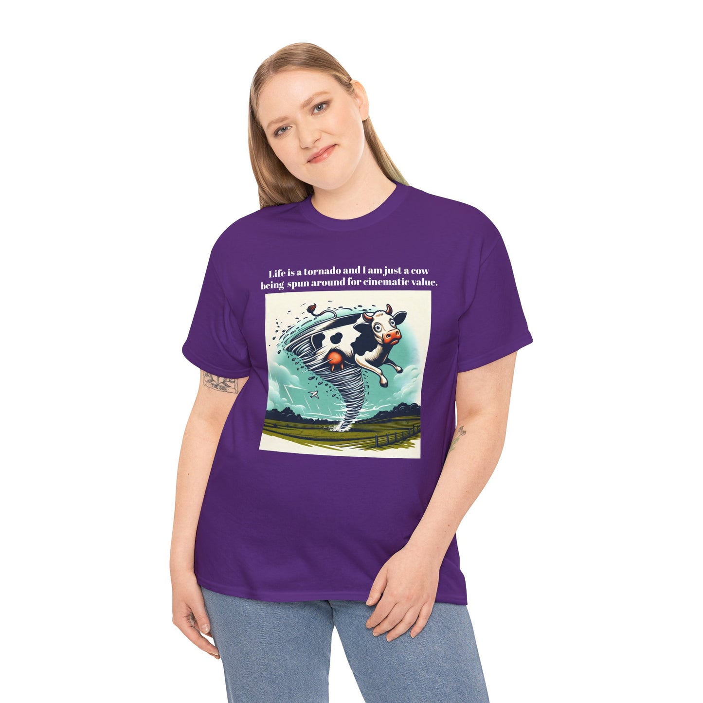 Funny Cow Caught In Tornado Unisex Tee