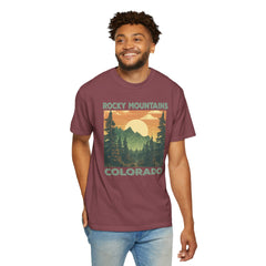 Rocky Mountains Colorado Graphic, Comfort Colors Soft Relaxed Fit Unisex Garment-Dyed T-shirt