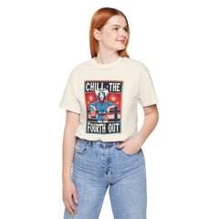 Chill The Fourth Out,Cowgirl Graphic, Unisex Jersey Short Sleeve Tee