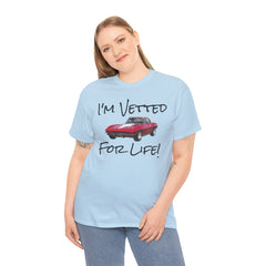 Red Corvette Summer Unisex Tee - I'm Vetted For Life Front and Back Image T Shirt