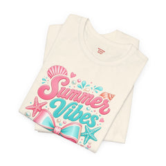 Summer Vibes Tee — Pastel Seashell Bow Beach T-Shirt