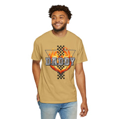 GO DADDY graphic, Comfort Colors 1717, unisex garment-dyed t-shirt, retro graphic tee, gift for him, Birthday gift tee, Vintage checkered graphic tee, Flames Tee, Fathers Day Shirt