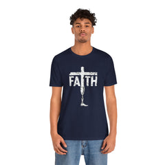 Faith Cross Prosthetic Leg T‑Shirt — Amputee Inspirational Christian Tee