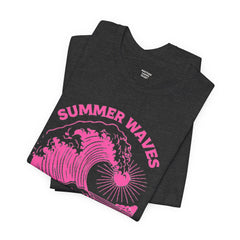 Summer Waves & Sunshine Tee — Retro Pink Surf Graphic T-Shirt