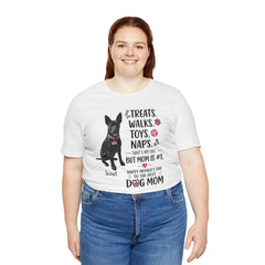 Personalized Your Dog and its name Mother's Day T-Shirt — 'Treats. Walks. Toys. Naps.