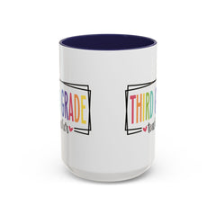 THIRD GRADE TEACHER, Accent Coffee Mug, hearts graphics,present for teacher, educator gift, gift for him, gift for her, teacher appreciation