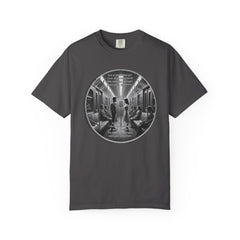Don;t Stop Believing Subway Reflection T-Shirt — Vintage Black & White Urban Photo Tee